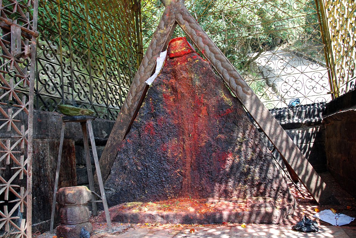 04 Kathmandu Valley Sankhu Vajrayogini Partway Up The Steps Is A Large Triangular Stone Worshipped As Bhairav 